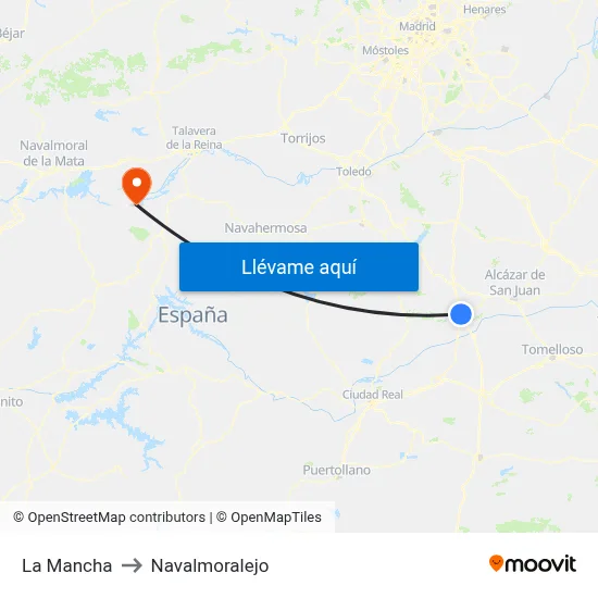 La Mancha to Navalmoralejo map