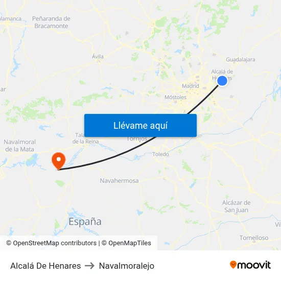 Alcalá De Henares to Navalmoralejo map