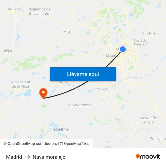 Madrid to Navalmoralejo map