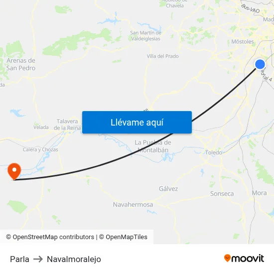 Parla to Navalmoralejo map