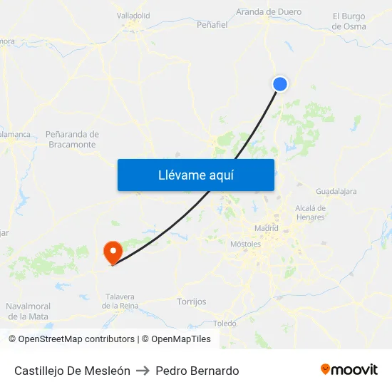 Castillejo De Mesleón to Pedro Bernardo map