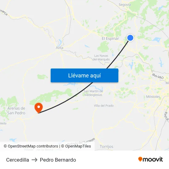 Cercedilla to Pedro Bernardo map