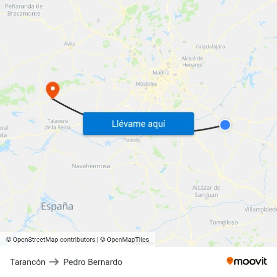 Tarancón to Pedro Bernardo map