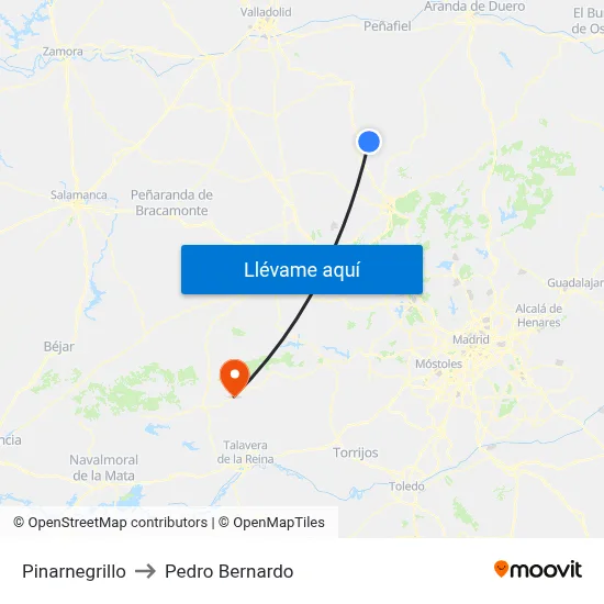 Pinarnegrillo to Pedro Bernardo map