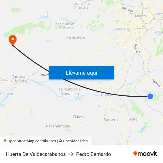 Huerta De Valdecarábanos to Pedro Bernardo map