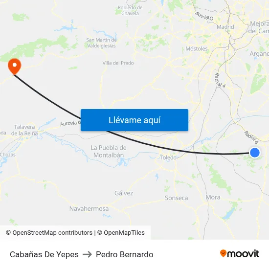Cabañas De Yepes to Pedro Bernardo map