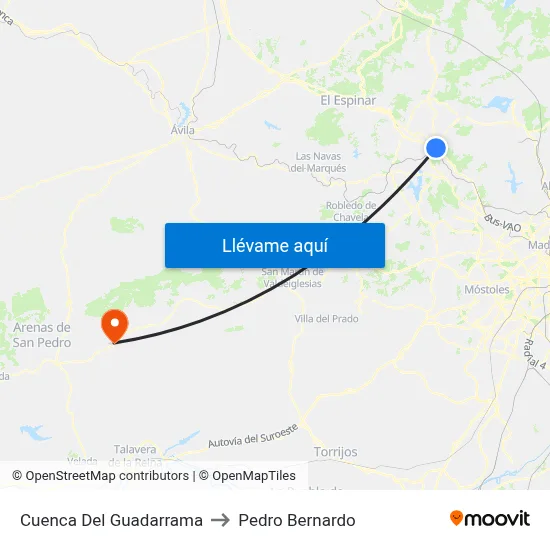 Cuenca Del Guadarrama to Pedro Bernardo map