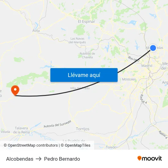 Alcobendas to Pedro Bernardo map