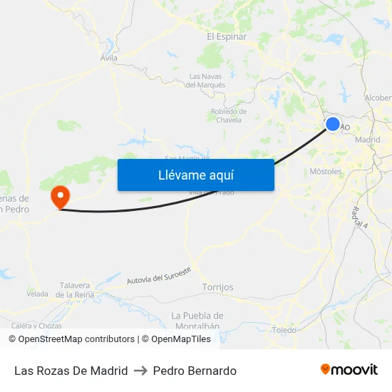 Las Rozas De Madrid to Pedro Bernardo map
