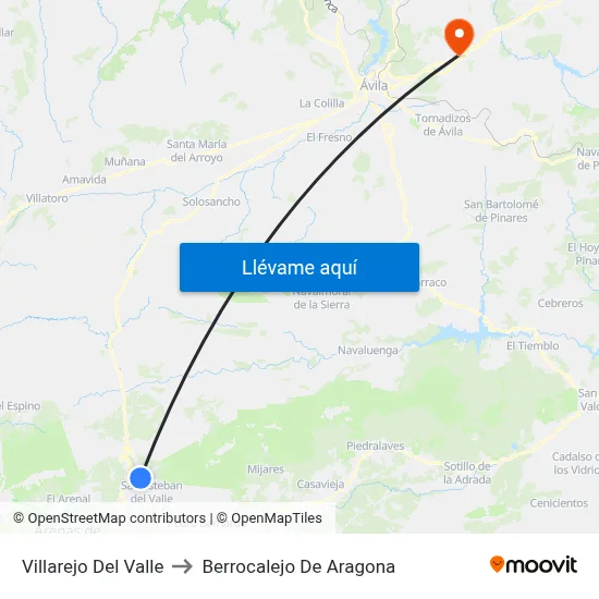Villarejo Del Valle to Berrocalejo De Aragona map