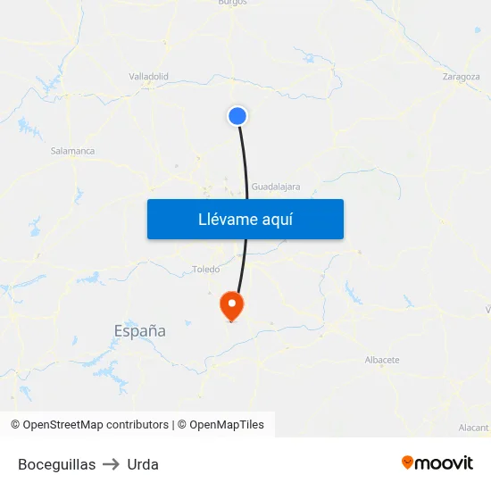 Boceguillas to Urda map