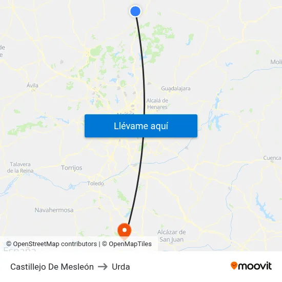 Castillejo De Mesleón to Urda map
