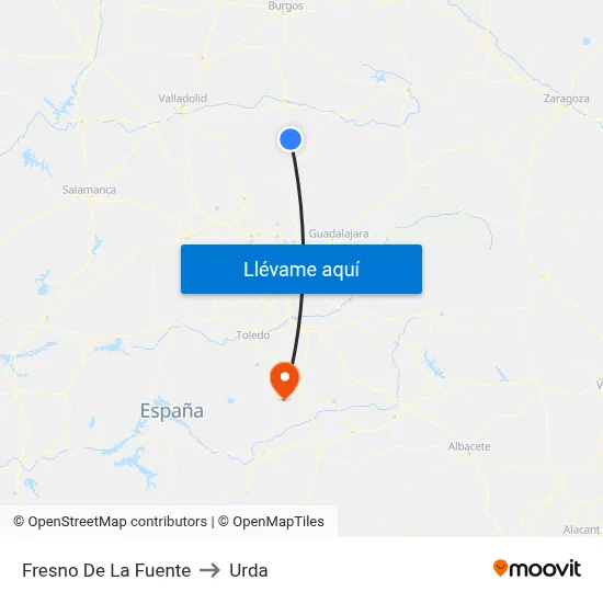 Fresno De La Fuente to Urda map