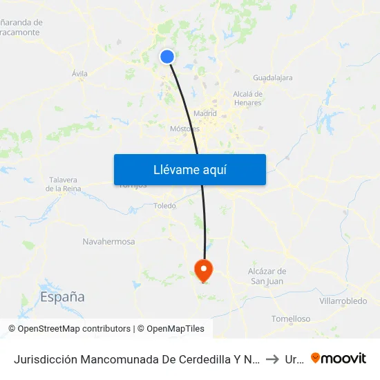Jurisdicción Mancomunada De Cerdedilla Y Navacerrada to Urda map