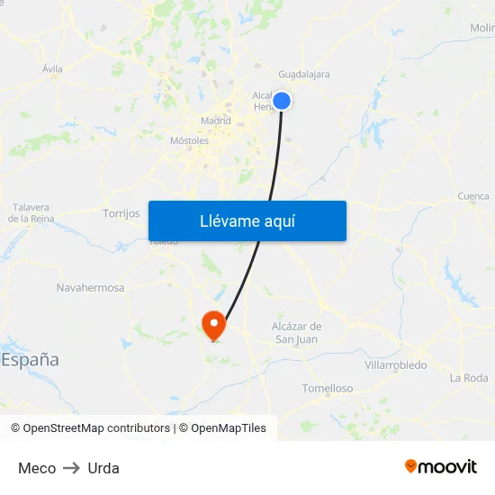 Meco to Urda map