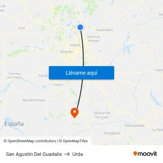 San Agustín Del Guadalix to Urda map
