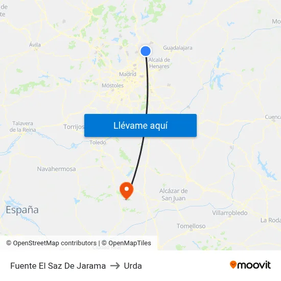 Fuente El Saz De Jarama to Urda map