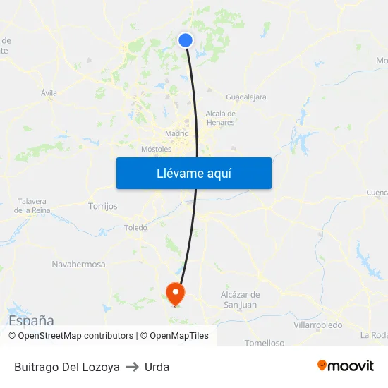 Buitrago Del Lozoya to Urda map