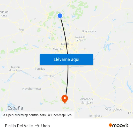 Pinilla Del Valle to Urda map