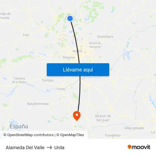 Alameda Del Valle to Urda map