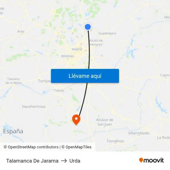 Talamanca De Jarama to Urda map