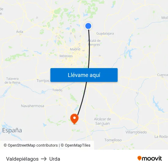 Valdepiélagos to Urda map