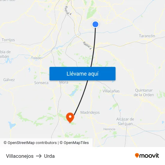 Villaconejos to Urda map