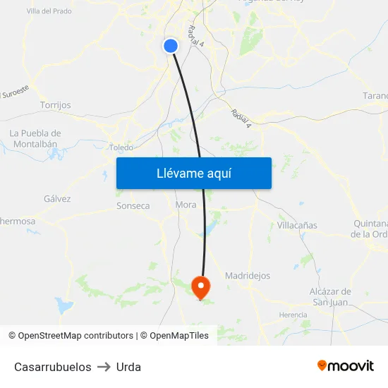 Casarrubuelos to Urda map