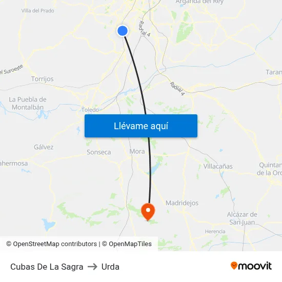 Cubas De La Sagra to Urda map