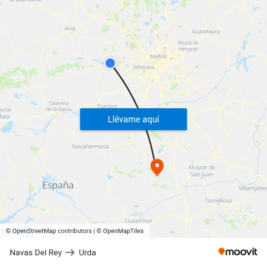 Navas Del Rey to Urda map