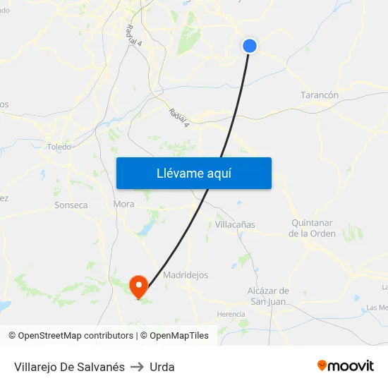 Villarejo De Salvanés to Urda map