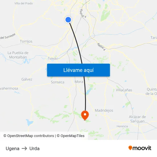 Ugena to Urda map
