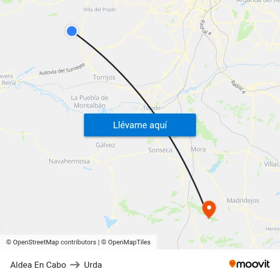 Aldea En Cabo to Urda map