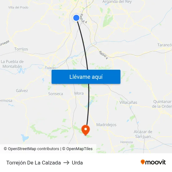 Torrejón De La Calzada to Urda map
