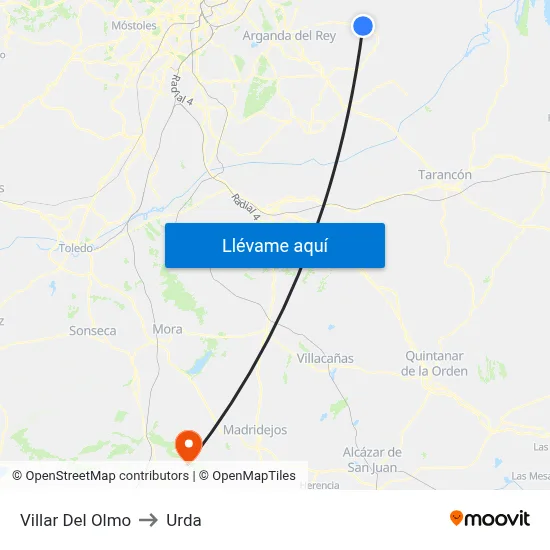 Villar Del Olmo to Urda map