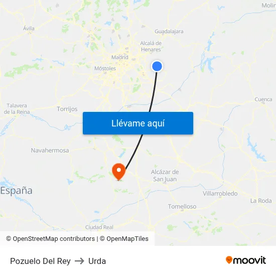 Pozuelo Del Rey to Urda map
