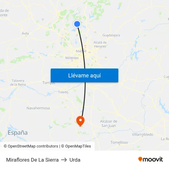 Miraflores De La Sierra to Urda map
