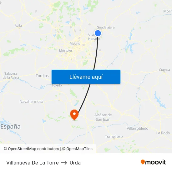 Villanueva De La Torre to Urda map