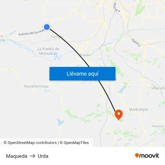 Maqueda to Urda map