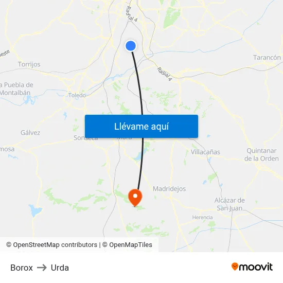 Borox to Urda map