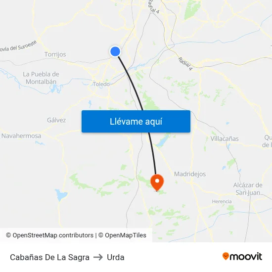 Cabañas De La Sagra to Urda map