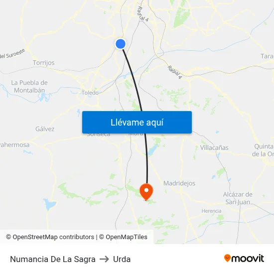 Numancia De La Sagra to Urda map