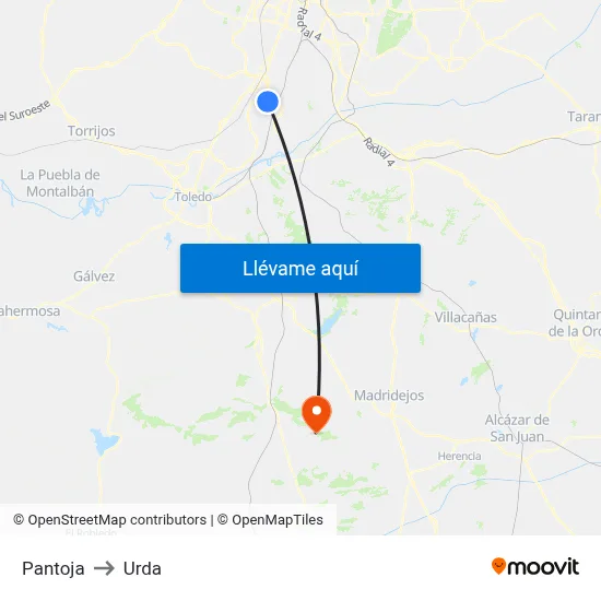 Pantoja to Urda map