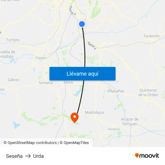 Seseña to Urda map