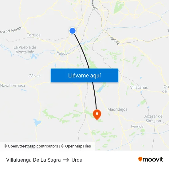 Villaluenga De La Sagra to Urda map