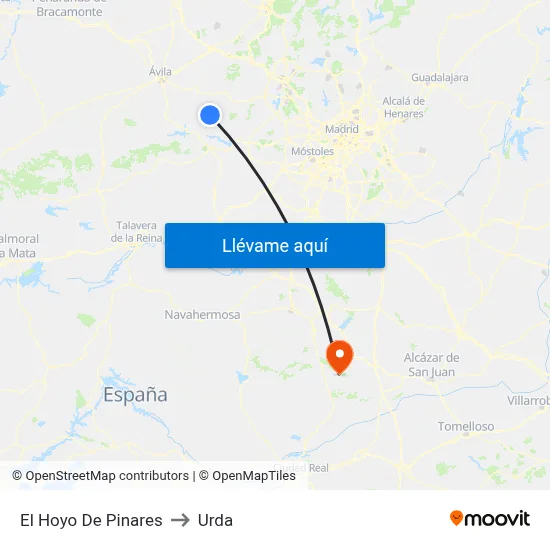 El Hoyo De Pinares to Urda map