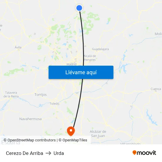 Cerezo De Arriba to Urda map