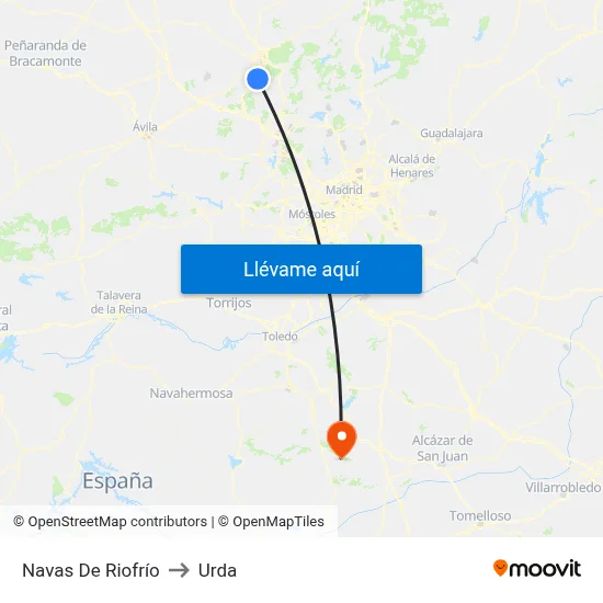 Navas De Riofrío to Urda map