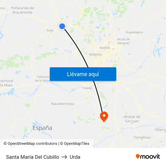Santa María Del Cubillo to Urda map