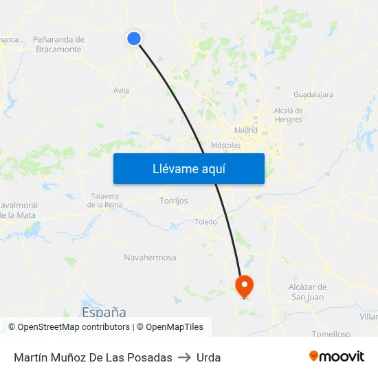 Martín Muñoz De Las Posadas to Urda map